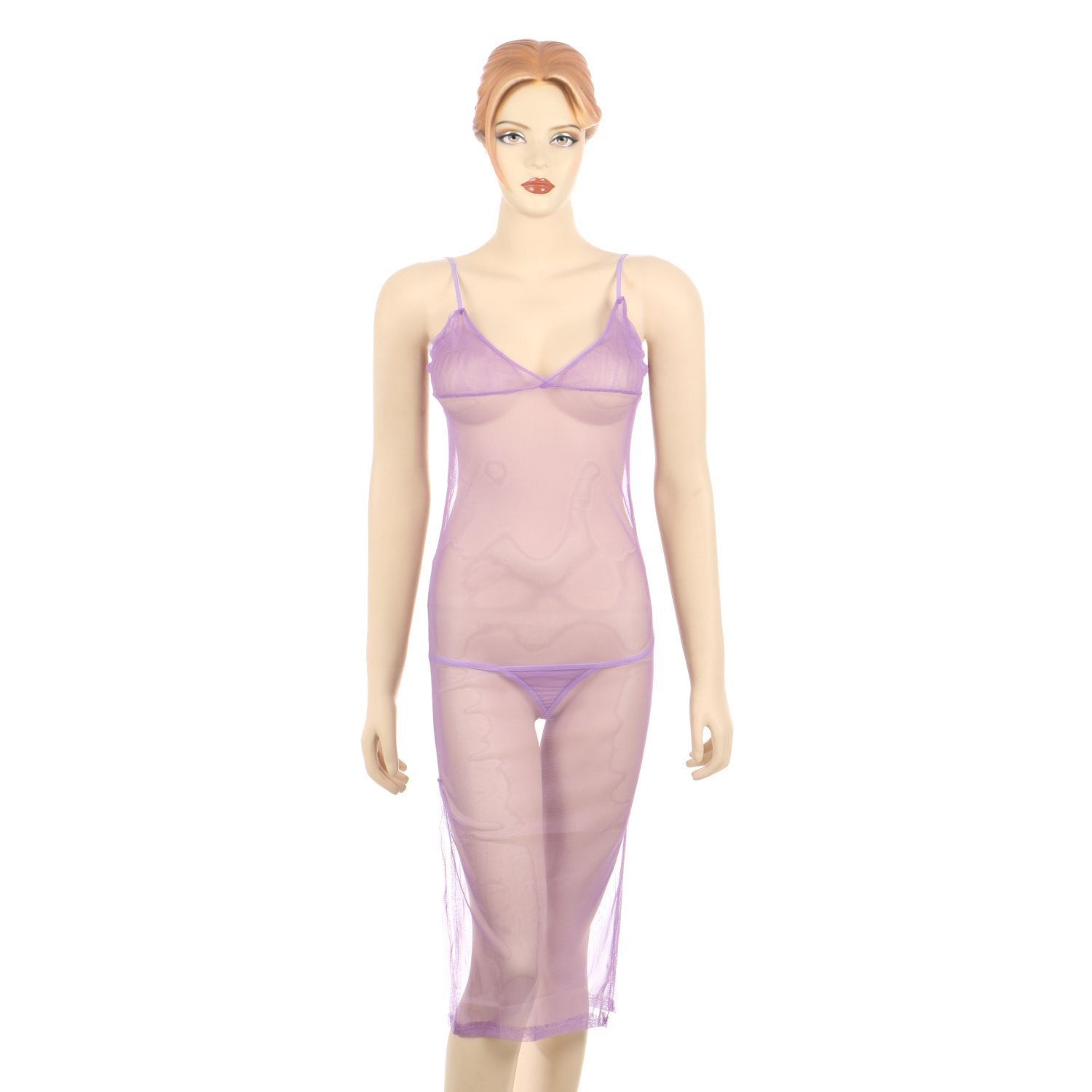 Itspleazure women sexy Long see through Purple Gown
